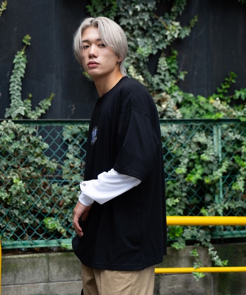 FILA(フィラ)の「【FILA/フィラ】フェイクレイヤード 胸ワンポイント刺繍 ロンT ドロップショルダー ストリート ビッグシルエット(Tシャツ/カットソー・メンズ・ダークグリーン/ブラック/ライトベージュ・MEDIUM/LARGE/X-LARGE)」の18枚目の写真