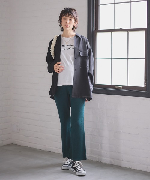 Rosemadame(ローズマダム)の「ニットリブフレアパンツ(マタニティ~産後)妊婦服 産前・産後対応(マタニティウェア/グッズ・レディース・アイボリー/グリーン/モカ/ブラック/オレンジ・M/L)」の6枚目の写真