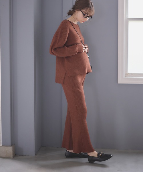 Rosemadame(ローズマダム)の「ニットリブフレアパンツ(マタニティ~産後)妊婦服 産前・産後対応(マタニティウェア/グッズ・レディース・アイボリー/グリーン/モカ/ブラック/オレンジ・M/L)」の15枚目の写真