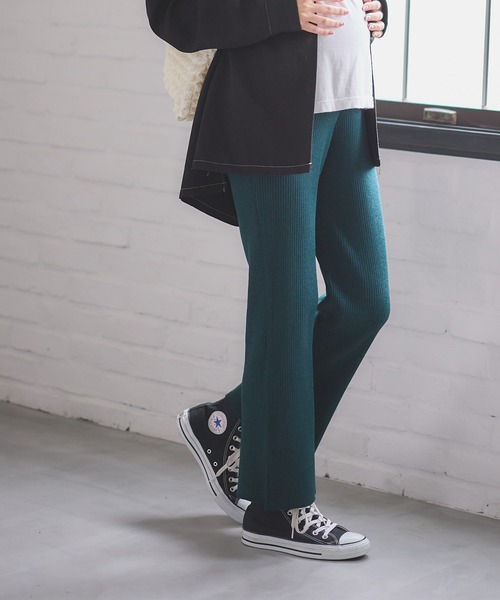 Rosemadame(ローズマダム)の「ニットリブフレアパンツ(マタニティ~産後)妊婦服 産前・産後対応(マタニティウェア/グッズ・レディース・アイボリー/グリーン/モカ/ブラック/オレンジ・M/L)」の12枚目の写真