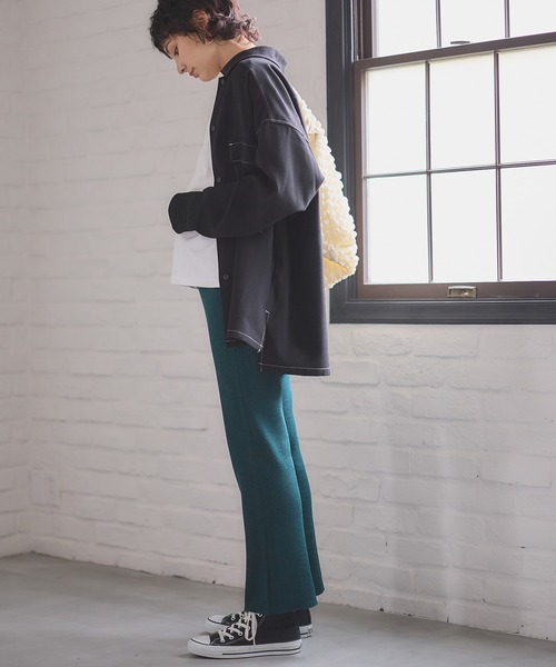 Rosemadame(ローズマダム)の「ニットリブフレアパンツ(マタニティ~産後)妊婦服 産前・産後対応(マタニティウェア/グッズ・レディース・アイボリー/グリーン/モカ/ブラック/オレンジ・M/L)」の9枚目の写真