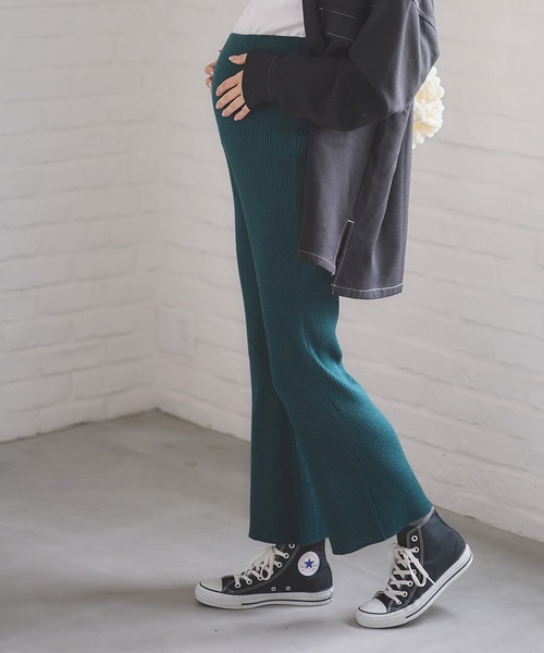 Rosemadame(ローズマダム)の「ニットリブフレアパンツ(マタニティ~産後)妊婦服 産前・産後対応(マタニティウェア/グッズ・レディース・アイボリー/グリーン/モカ/ブラック/オレンジ・M/L)」の14枚目の写真