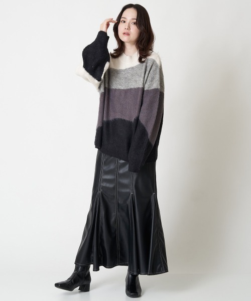 A de a.v.v(アードアー・ヴェ・ヴェ)の「モヘアタッチインターシャプルオーバー(ニット/セーター・レディース・ブラック/ライトピンク・39)」の17枚目の写真