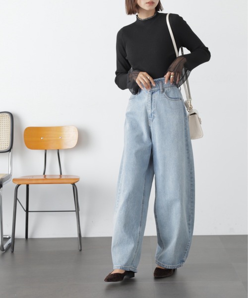 FREE'S MART（フリーズマート）の「◆シアーフレアスリーブリブニット（ニット/セーター・レディース・ブラック/グレー/オフホワイト・FREE）」の10枚目の写真