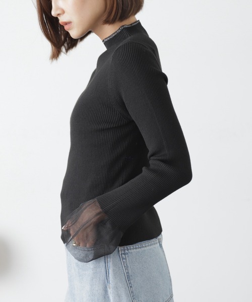 FREE'S MART（フリーズマート）の「◆シアーフレアスリーブリブニット（ニット/セーター・レディース・ブラック/グレー/オフホワイト・FREE）」の7枚目の写真