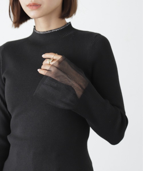 FREE'S MART（フリーズマート）の「◆シアーフレアスリーブリブニット（ニット/セーター・レディース・ブラック/グレー/オフホワイト・FREE）」の6枚目の写真