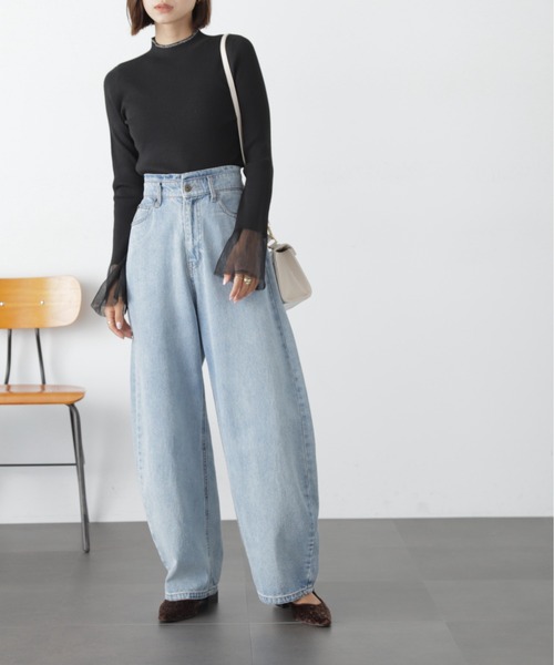 FREE'S MART（フリーズマート）の「◆シアーフレアスリーブリブニット（ニット/セーター・レディース・ブラック/グレー/オフホワイト・FREE）」の12枚目の写真