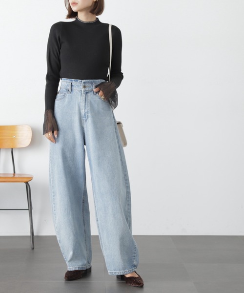 FREE'S MART（フリーズマート）の「◆シアーフレアスリーブリブニット（ニット/セーター・レディース・ブラック/グレー/オフホワイト・FREE）」の13枚目の写真