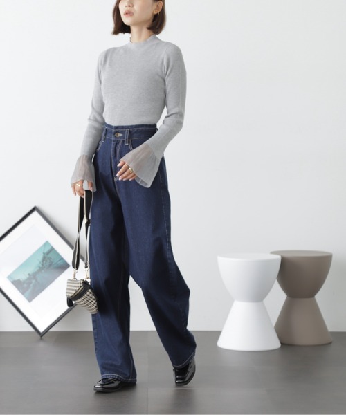 FREE'S MART（フリーズマート）の「◆シアーフレアスリーブリブニット（ニット/セーター・レディース・ブラック/グレー/オフホワイト・FREE）」の19枚目の写真