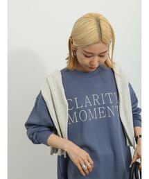 Samansa Mos2 blue | ミニ裏毛ロゴプルオーバー(Tシャツ/カットソー)