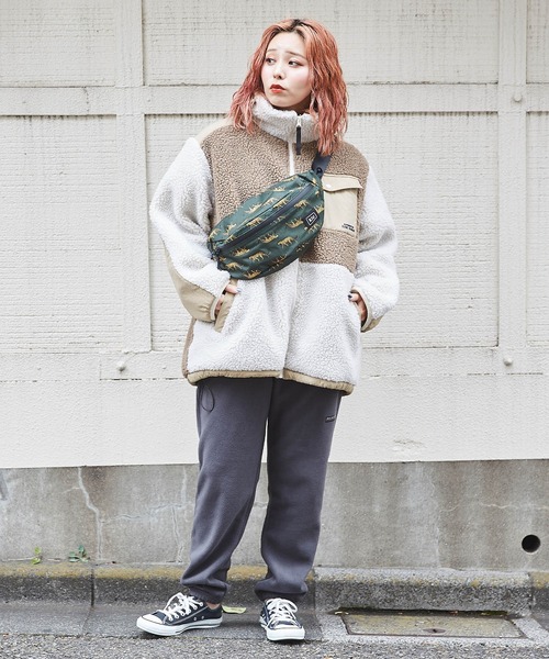CUBE SUGAR(キューブシュガー)の「フリース裾ゴムイージーパンツ(その他パンツ・レディース・ヘザーチャコール/マルチ/グリーン/ベージュ・M)」の5枚目の写真