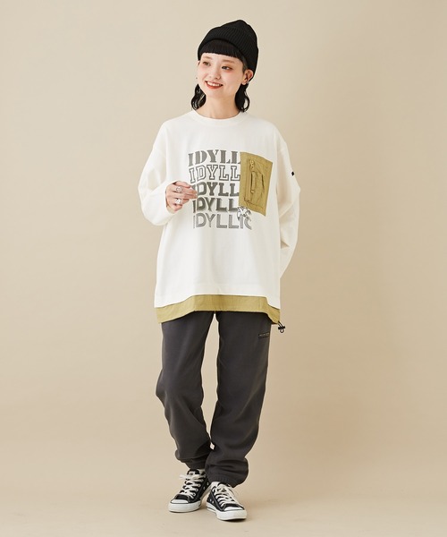 CUBE SUGAR(キューブシュガー)の「フリース裾ゴムイージーパンツ(その他パンツ・レディース・ヘザーチャコール/マルチ/グリーン/ベージュ・M)」の7枚目の写真