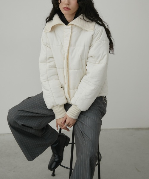 セール】リブカラー中綿ジャケット（ダウンジャケット/コート）｜Aunt