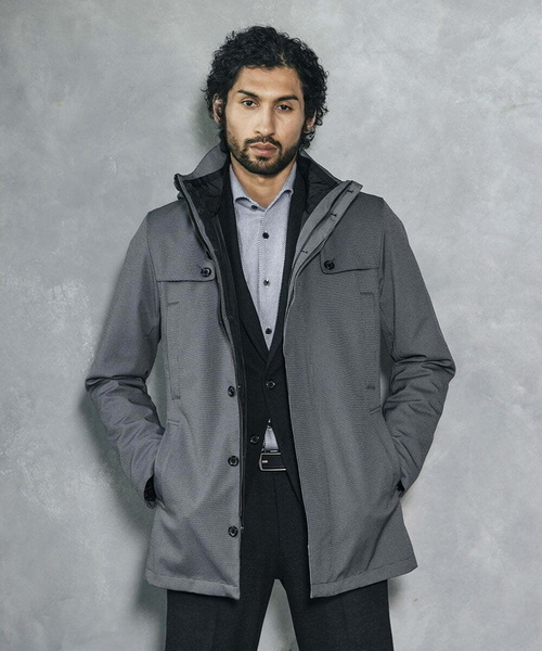 MICHEL KLEIN HOMME (ミッシェルクランオム)の「3WAYダウンライナー付コート(ステンカラーコート・メンズ・グレー/ネイビー・MEDIUM/LARGE/X-LARGE)」の7枚目の写真