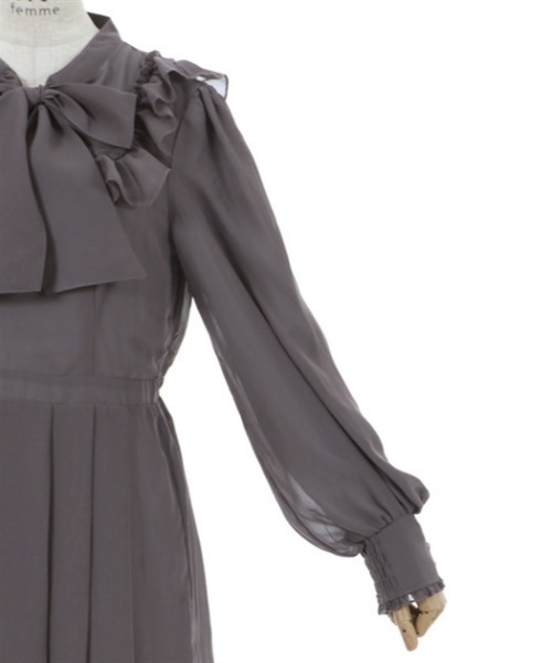 【美品】エポカ ラッフルフリル袖ロングフレアワンピース シフォン ウエストベルト EPOCA ラッフルフリル袖 フリル シフォン ロング ワンピース