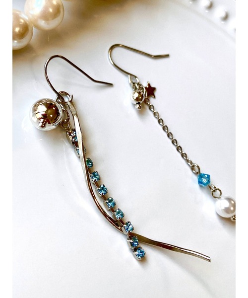tone(トーン)の「【MUURABBTI】アクアブルーと星のピアス(MA)(ピアス(両耳用)・レディース・ブルー・FREE)」の2枚目の写真
