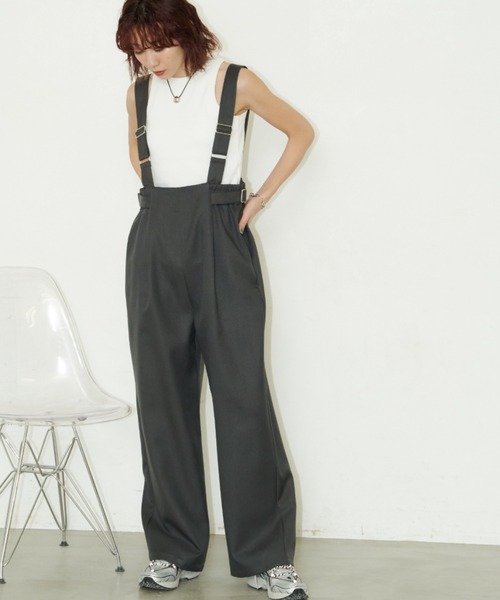 Auntie Rosa Holiday（アンティローザホリデー）の「ポリツイルサロペット（サロペット/オーバーオール・レディース・ブラック/グレー・FREE）」の12枚目の写真