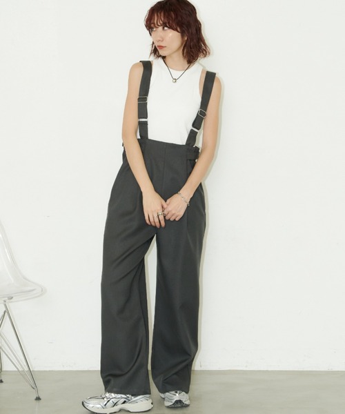 Auntie Rosa Holiday（アンティローザホリデー）の「ポリツイルサロペット（サロペット/オーバーオール・レディース・ブラック/グレー・FREE）」の11枚目の写真