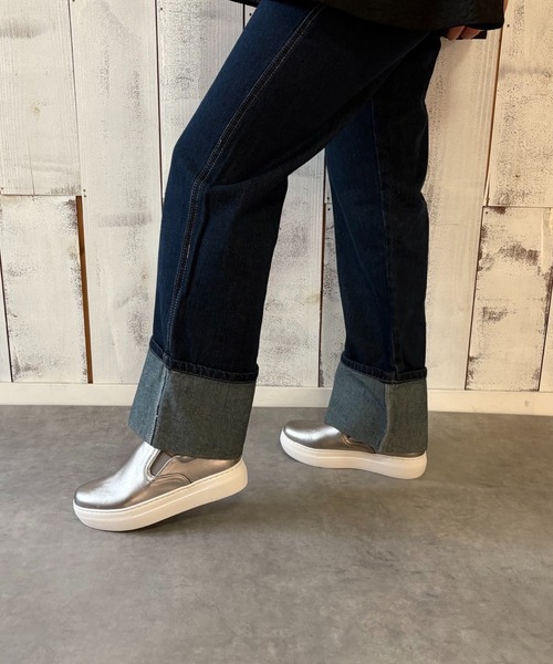 ALL BLACK(オールブラック)の「【本革/軽量/187g/カップインソール】スリッポン(スリッポン・レディース・ブラック/ホワイト/シルバー系・38/37/36/35/39/40)」の13枚目の写真