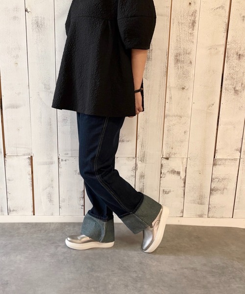 ALL BLACK(オールブラック)の「【本革/軽量/187g/カップインソール】スリッポン(スリッポン・レディース・ブラック/ホワイト/シルバー系・38/37/36/35/39/40)」の15枚目の写真