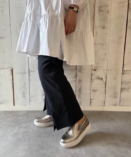 ALL BLACK(オールブラック)の「【本革/軽量/187g/カップインソール】スリッポン(スリッポン・レディース・ブラック/ホワイト/シルバー系・38/37/36/35/39/40)」の16枚目の写真