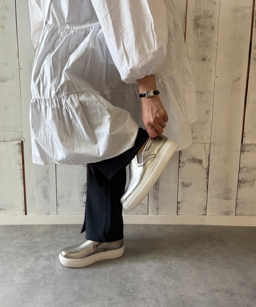 ALL BLACK(オールブラック)の「【本革/軽量/187g/カップインソール】スリッポン(スリッポン・レディース・ブラック/ホワイト/シルバー系・38/37/36/35/39/40)」の21枚目の写真