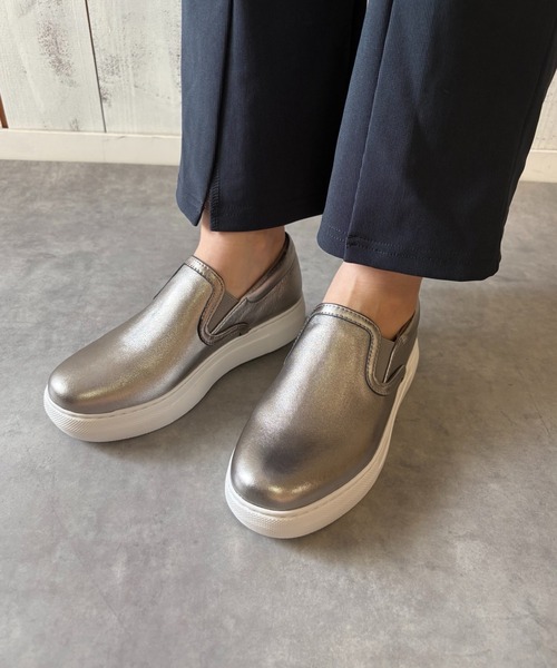 ALL BLACK(オールブラック)の「【本革/軽量/187g/カップインソール】スリッポン(スリッポン・レディース・ブラック/ホワイト/シルバー系・38/37/36/35/39/40)」の18枚目の写真