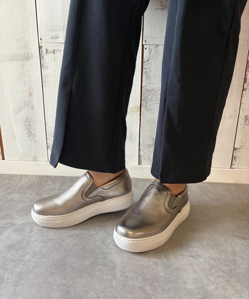 ALL BLACK(オールブラック)の「【本革/軽量/187g/カップインソール】スリッポン(スリッポン・レディース・ブラック/ホワイト/シルバー系・38/37/36/35/39/40)」の20枚目の写真