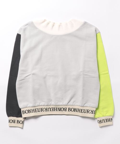 Q（キュー）の「リブロゴ配色トレーナー（スウェット・レディース・ピンク系/グレー系・MEDIUM）」の3枚目の写真