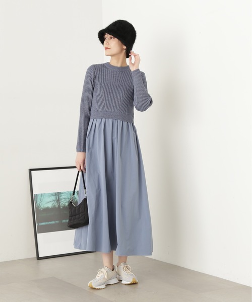 N.（N. Natural Beauty Basic）（エヌエヌナチュラルビューティーベーシック）の「◆ラメニットドッキングワンピース（ワンピース・レディース・ブルー/グレー/ホワイト・MEDIUM）」の20枚目の写真