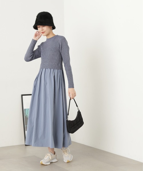 N.（N. Natural Beauty Basic）（エヌエヌナチュラルビューティーベーシック）の「◆ラメニットドッキングワンピース（ワンピース・レディース・ブルー/グレー/ホワイト・MEDIUM）」の21枚目の写真