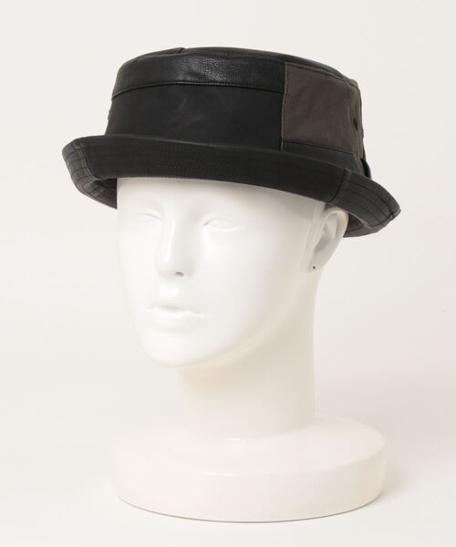 【セール】フェイクレザーパッチワーク ポークパイ（ハット）｜polcadot（ポルカドット） 6,435円