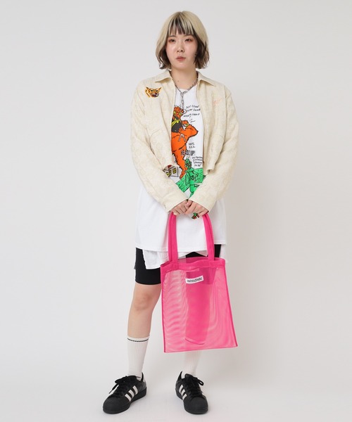 RNA（アールエヌエー）の「E4968 ダブルメッシュトート（トートバッグ・レディース・ピンク/ブラック/イエロー・FREE）」の13枚目の写真