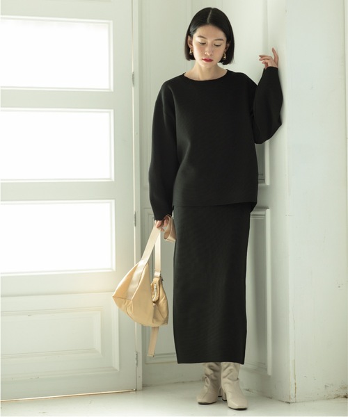 OPAQUE.CLIP(オペークドットクリップ)の「◆≪Oggi 3月号掲載≫ セットアップ対応 前後2WAY/ミラノリブニットタイトスカート【抗ピリング/洗濯機洗い可】(スカート・レディース・ホワイト/ブラック/ライトイエロー系・40/42/36/38)」の15枚目の写真