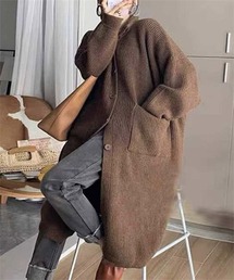 ハイネックロングニットカーディガン