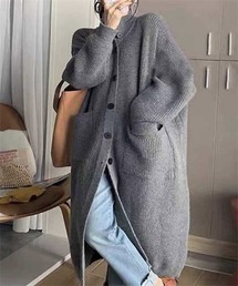 ハイネックロングニットカーディガン