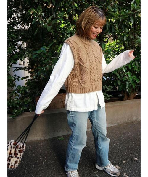 Green Parks（グリーンパークス）の「ケーブルニットベスト（ベスト