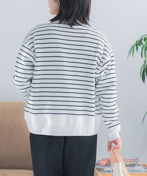 FORK&SPOON(フォークアンドスプーン)の「FORK&SPOON ラゲットリブボーダーカーディガン(カーディガン/ボレロ・レディース・ブルー系その他/ホワイト系その他・1)」の15枚目の写真