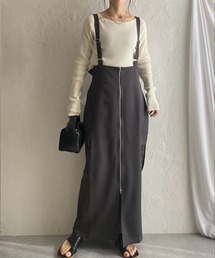 She's Closet（シーズクローゼット）の「ハイウエストフロントジップロングミリタリージャンパースカートワンピース（ジャンパースカート）」