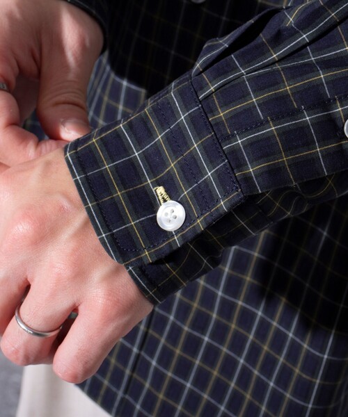 GLOSTER（グロスター）の「【GLOSTER/グロスター】BOY ASTLAD ボタンダウンシャツ (無地/チェック)（シャツ/ブラウス・メンズ・ネイビー/イエロー/ホワイト/グリーン・S/M/L）」の5枚目の写真