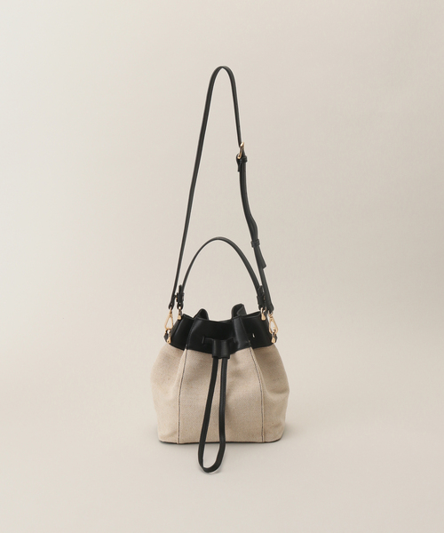 MIAN （ミアン）の「【MIAN/ミアン】キャンバスリネン2wayショルダー（ショルダーバッグ・レディース・ブラウン/ブラック・FREE）」の2枚目の写真