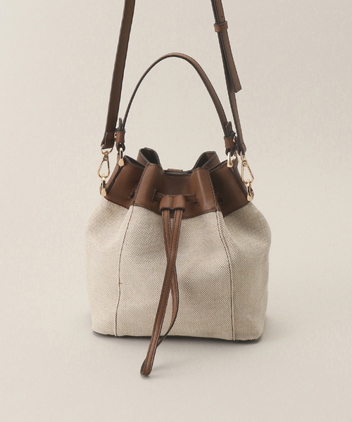 MIAN （ミアン）の「【MIAN/ミアン】キャンバスリネン2wayショルダー（ショルダーバッグ・レディース・ブラウン/ブラック・FREE）」の7枚目の写真