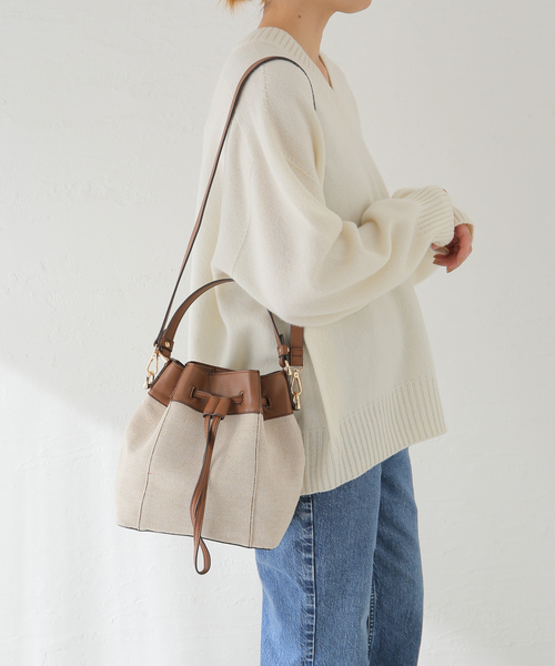 MIAN （ミアン）の「【MIAN/ミアン】キャンバスリネン2wayショルダー（ショルダーバッグ・レディース・ブラウン/ブラック・FREE）」の12枚目の写真