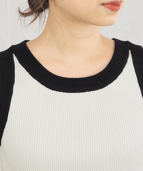 tiptop（ティップトップ）の「配色アメスリニットタンク（タンクトップ・レディース・アイボリー/ブルー/ホワイト系その他/ブラック・FREE）」の10枚目の写真