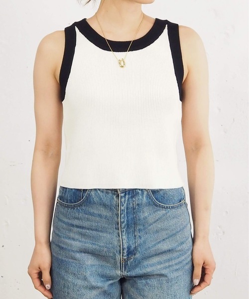 tiptop（ティップトップ）の「配色アメスリニットタンク（タンクトップ・レディース・アイボリー/ブルー/ホワイト系その他/ブラック・FREE）」の7枚目の写真