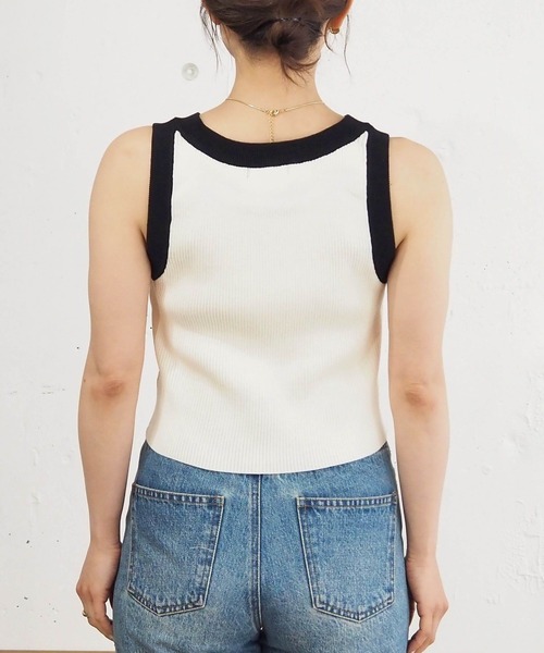 tiptop（ティップトップ）の「配色アメスリニットタンク（タンクトップ・レディース・アイボリー/ブルー/ホワイト系その他/ブラック・FREE）」の9枚目の写真