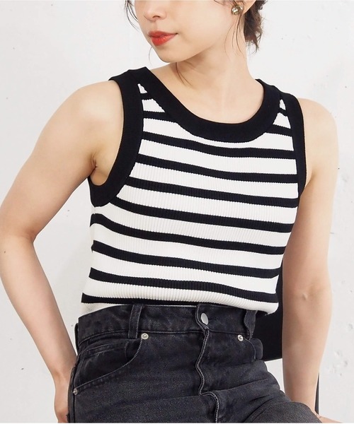 tiptop（ティップトップ）の「配色アメスリニットタンク（タンクトップ・レディース・アイボリー/ブルー/ホワイト系その他/ブラック・FREE）」の14枚目の写真