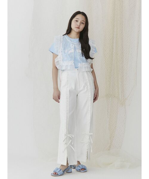 merry jenny（メリージェニー）の「rabbit ribbon tee（Tシャツ/カットソー・レディース・オフホワイト/ブルー/ピンク・FREE）」の4枚目の写真