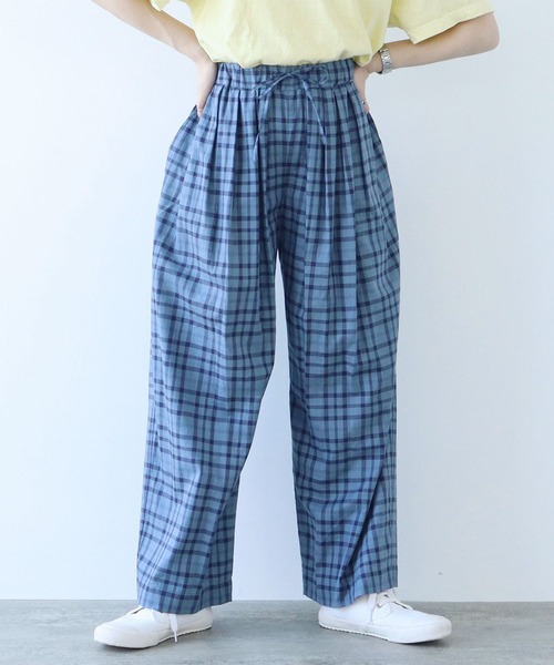 PAR ICI（パーリッシィ）の「【WEB別注カラー】江戸炊きブロックチェック イージーパンツ（その他パンツ・レディース・ブルー/ネイビー/グリーン/サックスブルー/ピンク・FREE）」の3枚目の写真