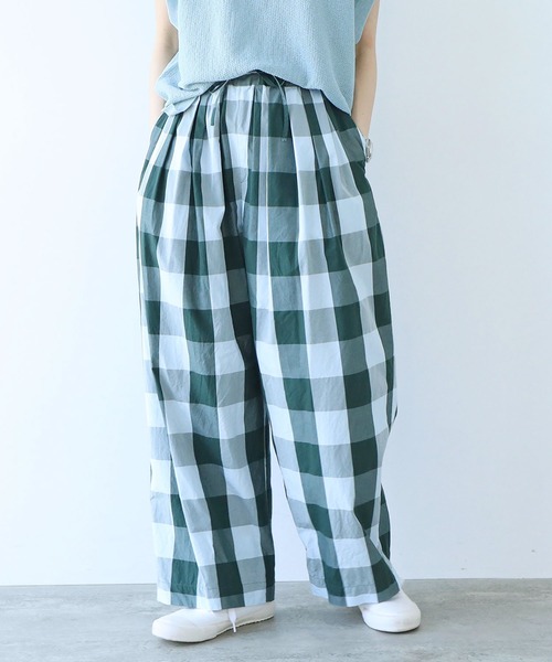 PAR ICI（パーリッシィ）の「【WEB別注カラー】江戸炊きブロックチェック イージーパンツ（その他パンツ・レディース・ブルー/ネイビー/グリーン/サックスブルー/ピンク・FREE）」の4枚目の写真